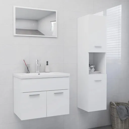 Juego de Muebles de Baño Madera de Ingeniería Blanco