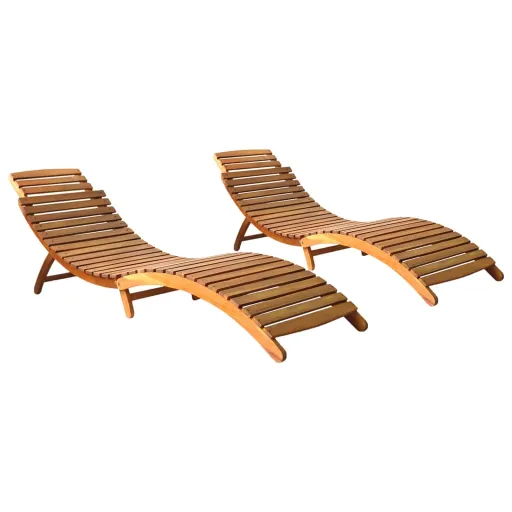 Tumbonas 2 Uds Madera Maciza de Acacia