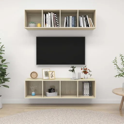 Muebles de Salón de Pared 2 Uds Madera Ingeniería Roble Sonoma