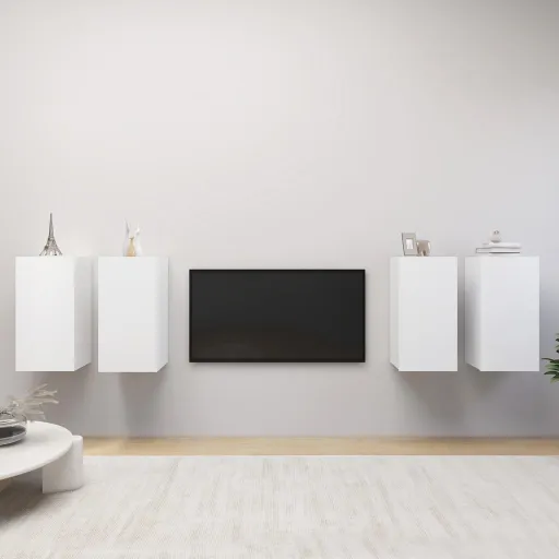 Muebles de Salón 4 Uds Madera Ingeniería Blanco 30,5x30x60 cm