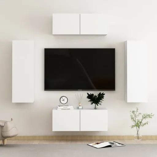 Muebles de Salón 4 Piezas Madera de Ingeniería Blanco