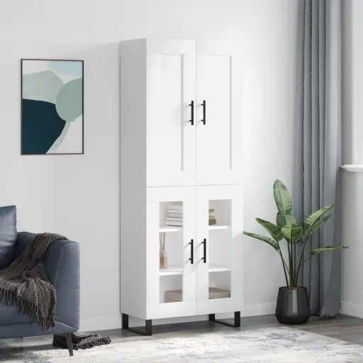 Aparador Alto Madera Contrachapada Blanco 69,5x34x180 cm