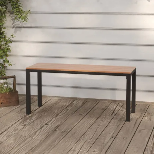 Banco de Jardín Acero y WPC Marrón y Negro 110 cm