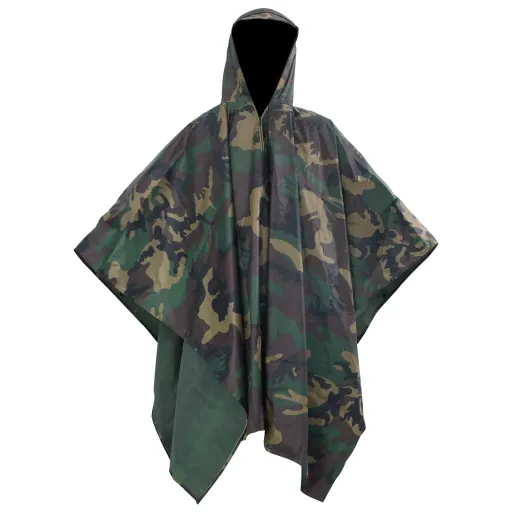 Poncho Impermeable Lluvia Ejército Para Acampar/Senderismo Camuflaje