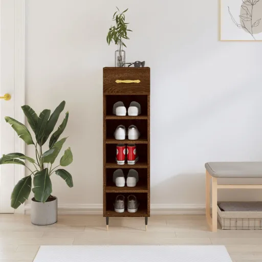 Zapatero Madera de Ingeniería Roble Marrón 30x35x105 cm