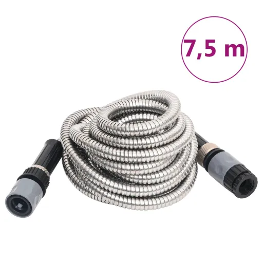 Manguera Jardín y Pulverizador Acero Inoxidable Plata 14mm 7,5m