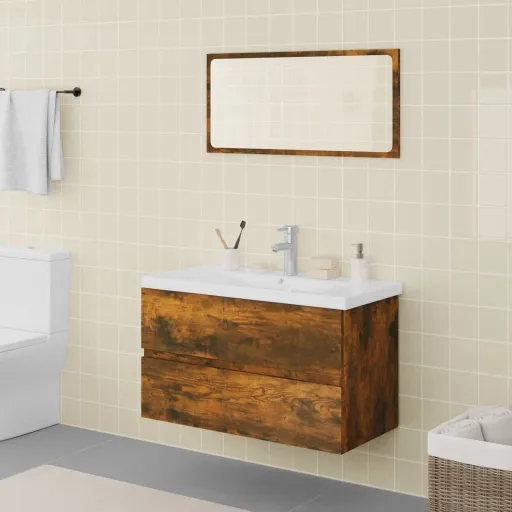 Set de Muebles de Baño Madera Contrachapada Color Roble Ahumado