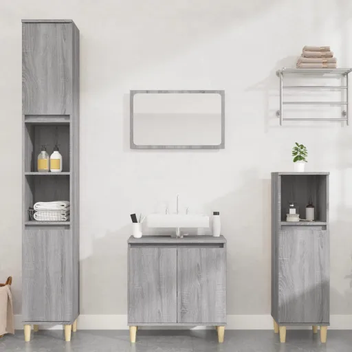 Set de Muebles de Baño 3 Pzas Madera Contrachapada Gris Sonoma