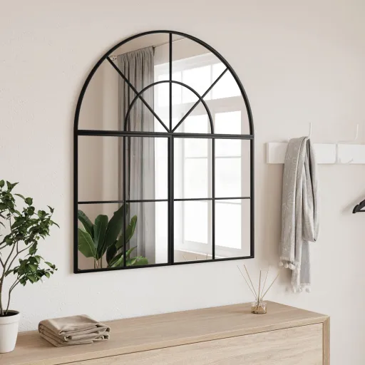 Espejo de Pared Arco de Hierro Negro 80x40 cm