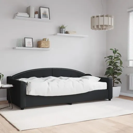 Sofá Cama Con Colchón Tela Negro 90x200 cm