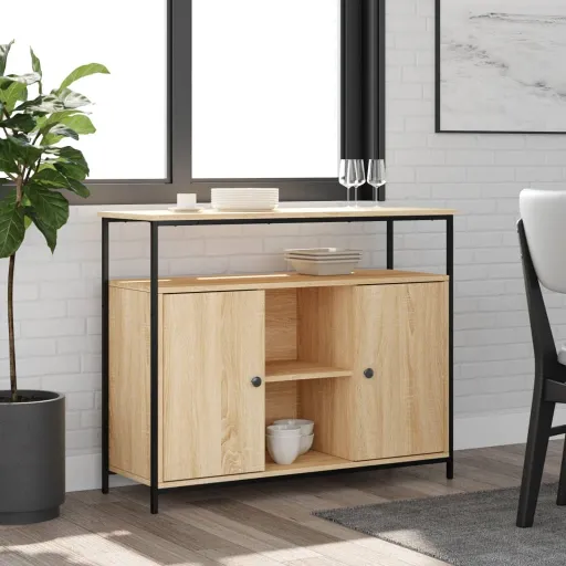 Aparador Roble Sonoma 100x35x80 cm Madera de Ingeniería