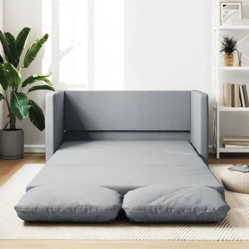 Sofá Cama de Suelo 2 en 1 Tela Gris Claro 112x174x55 cm