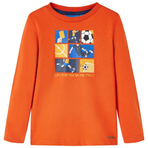 Camiseta Infantil de Manga Larga Naranja 116