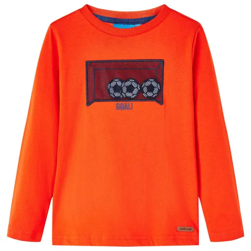Camiseta Infantil de Manga Larga Naranja Brillante 104