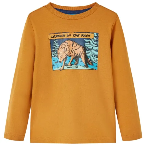 Camiseta Infantil Con Manga Larga Ocre Oscuro 104