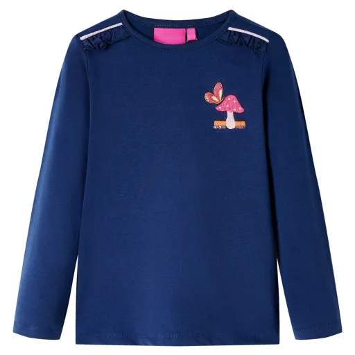 Camiseta Infantil de Manga Larga Azul Marino 116