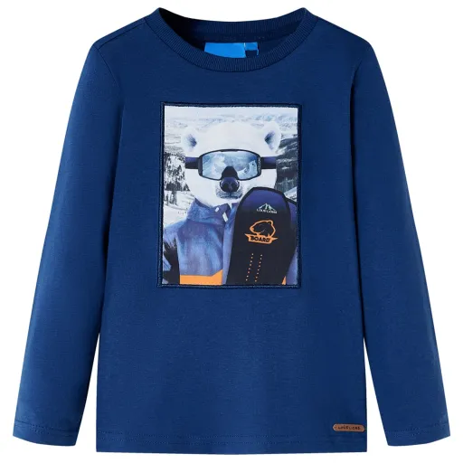Camiseta Infantil de Manga Larga Color Azul Vaquero 92