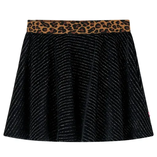 Falda Infantil Con Cinturilla de Leopardo Negro 128