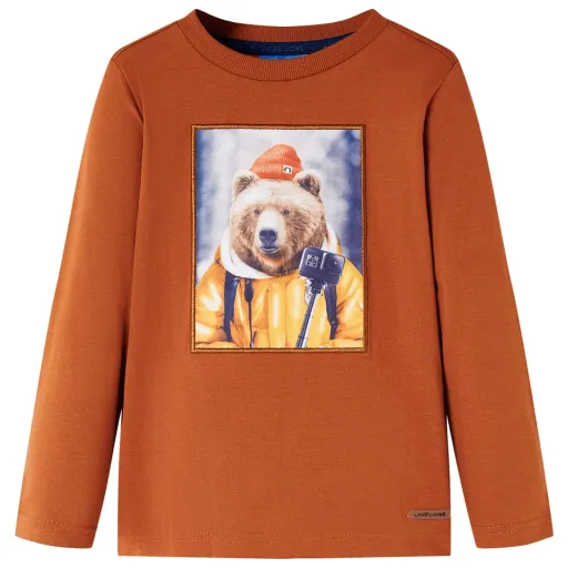 Camiseta Infantil de Manga Larga Naranja Tostado 116