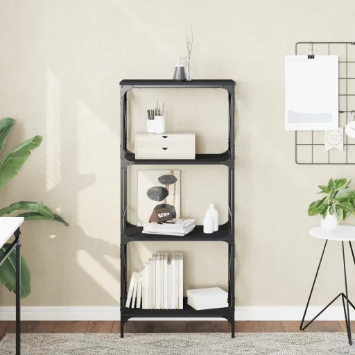 Librería de 4 Estantes Madera Ingeniería Negro 59x35x132 cm