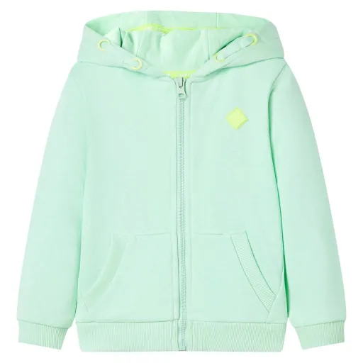 Sudadera Infantil Con Capucha y Cremallera Verde Brillante 104