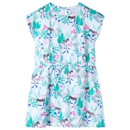 Vestido Infantil Color Crudo y Verde Menta Oscuro 116