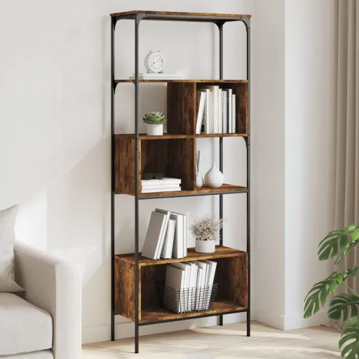 Librería de 5 Estantes Madera Ingeniería Roble Ahumado