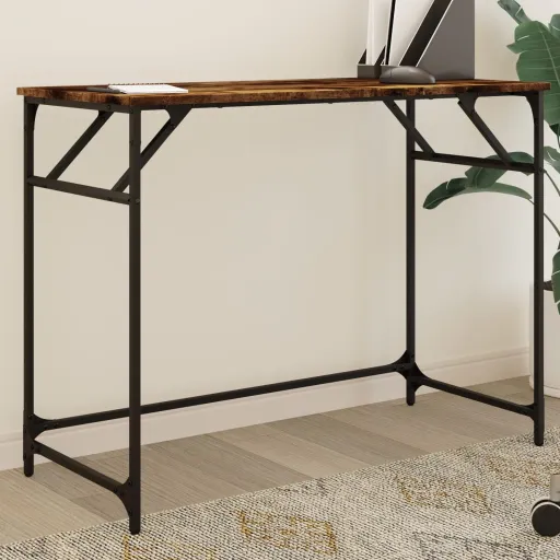 Escritorio Madera Ingeniería y Acero Roble Ahumado 100x45x76 cm
