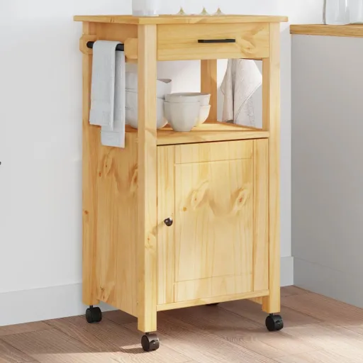 Carrito de Cocina MONZA Madera Maciza de Pino 48x40x88,5 cm