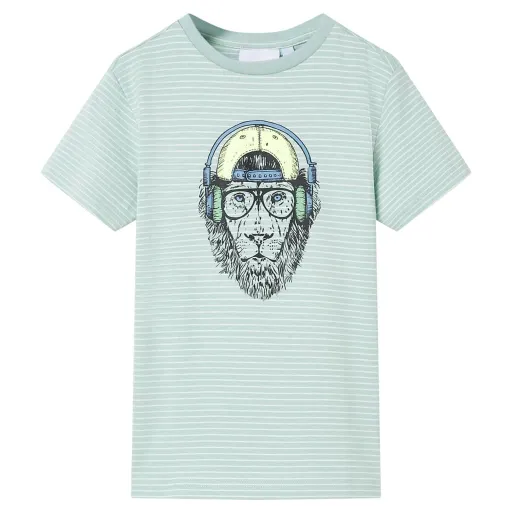 Camiseta Infantil Con Rayas Verde Menta Claro 104
