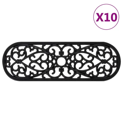Alfombrillas de Escalera de Goma 10 Uds Goma 25x75 cm