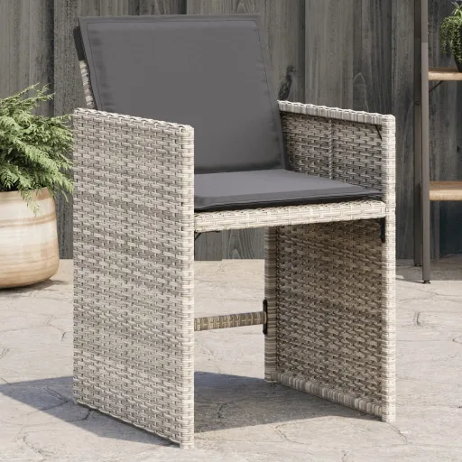 Sillones de Jardín Con Cojines 4 Uds Ratán Sintético Gris Claro