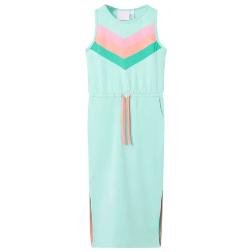 Vestido Infantil Con Cordón Menta Claro 128