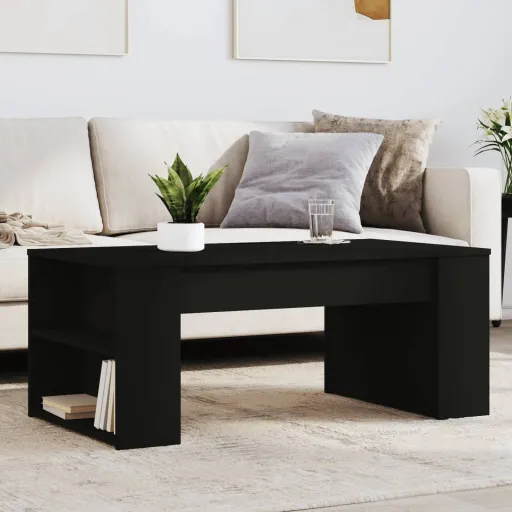 Mesa de Centro Madera de Ingeniería Negra 102x55x42 cm
