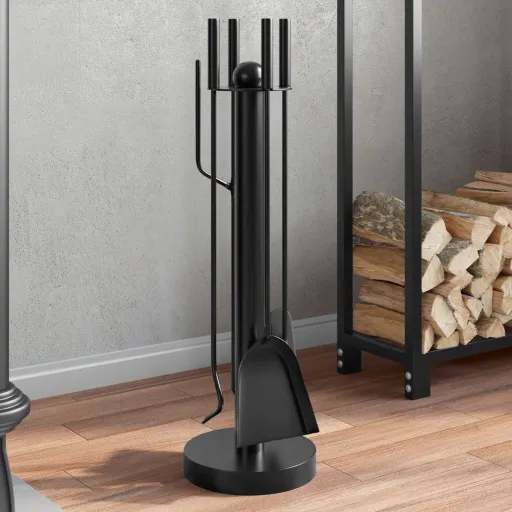 Juego de Herramientas Para Chimenea de 5 Piezas, 18 x 56 cm, Acero