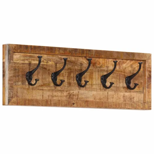 Perchero de Pared Con 5 Ganchos Madera Maciza de Mango