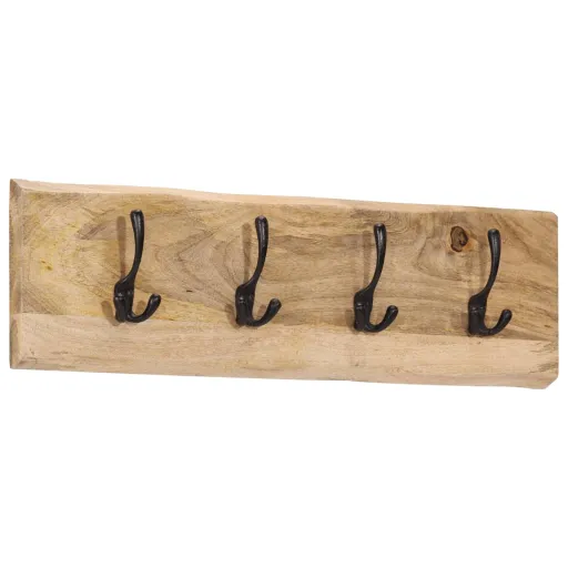 Perchero de Pared Con 4 Ganchos Madera Maciza de Mango