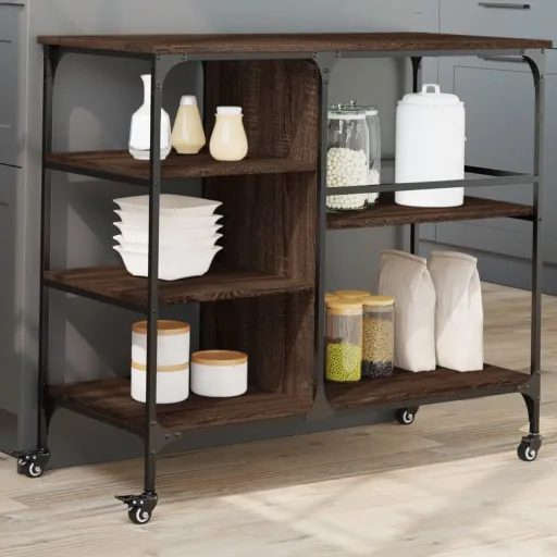 Carrito de Cocina Madera Ingeniería Marrón Roble 100x45x89,5 cm