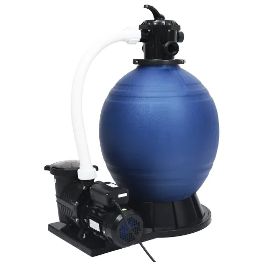Filtro de Arena Válvula de 7 Vías y Bomba de 1000 W Azul y Negro