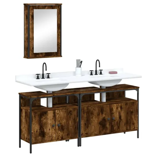 Set de Muebles Baño 3 Pzas Madera Contrachapada Roble Ahumado