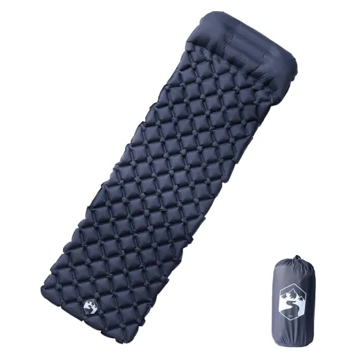 Colchón de Camping Inflable Con Almohada 1 Persona Gris