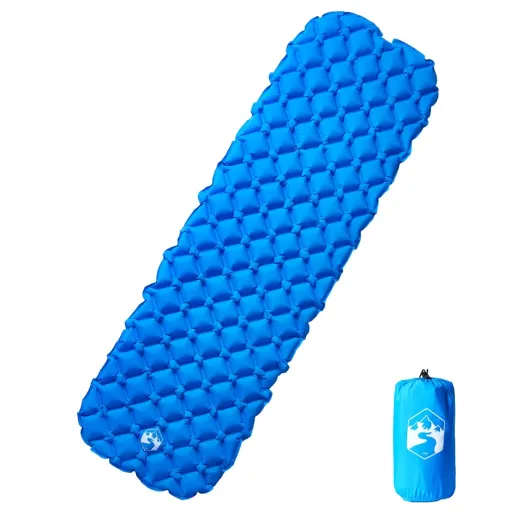 Colchón Inflable de Camping Para 1 Persona Azul 190x58x6 cm