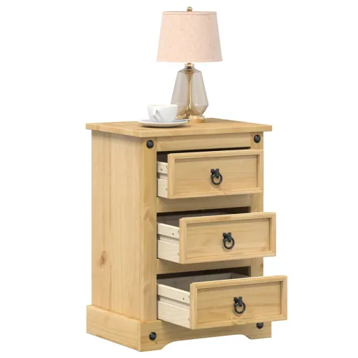 Mesita de Noche Corona Madera Maciza de Pino 45x35x64 cm