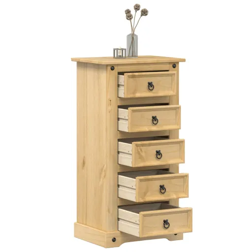 Mesita de Noche Corona Madera Maciza de Pino 53x39x103 cm