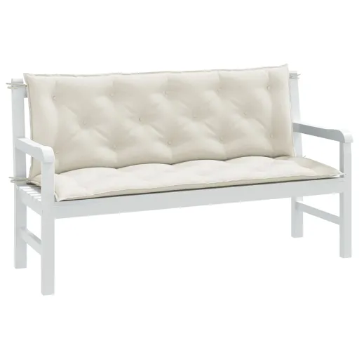 Cojines Para Banco Jardín 2 Uds Tela Crema Melange 150x50x7 cm