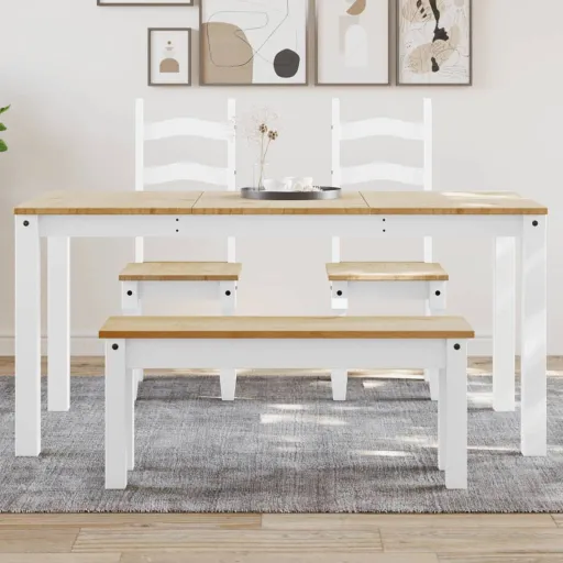 Mesa de Comedor Panama Madera Maciza Pino Blanco 160x80x75 cm