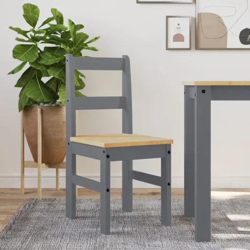 Sillas de Comedor Panama 2 Uds Madera Pino Gris 40x46x90 cm
