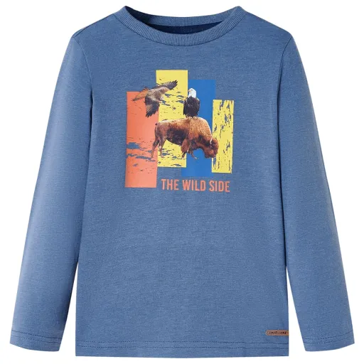 Camiseta Infantil de Manga Larga Azul Mélange 116