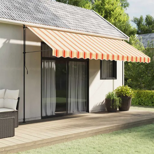 Tela de Cenefa de Toldo de Repuesto Rayas Amarillo Naranja 4,5m
