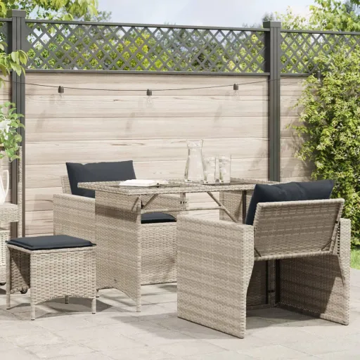 Set de Sofás de Jardín 4 Pzas y Cojines Ratán Sintético Gris